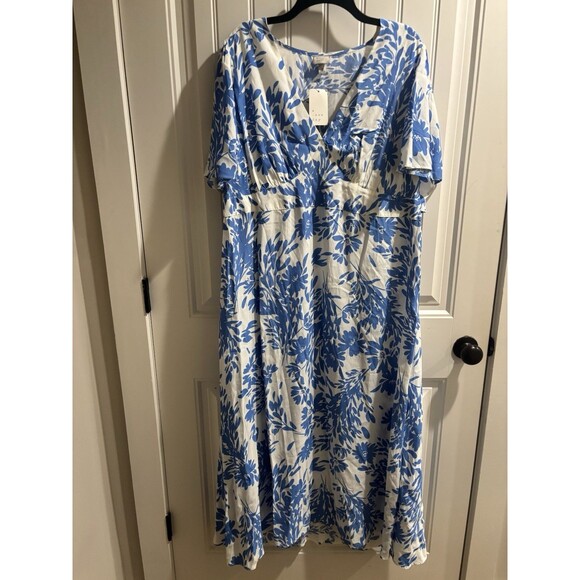 A New Day Women’s Plus Sz 18 Blue/white Floral Maxi Dress NWT - Picture 1 of 4